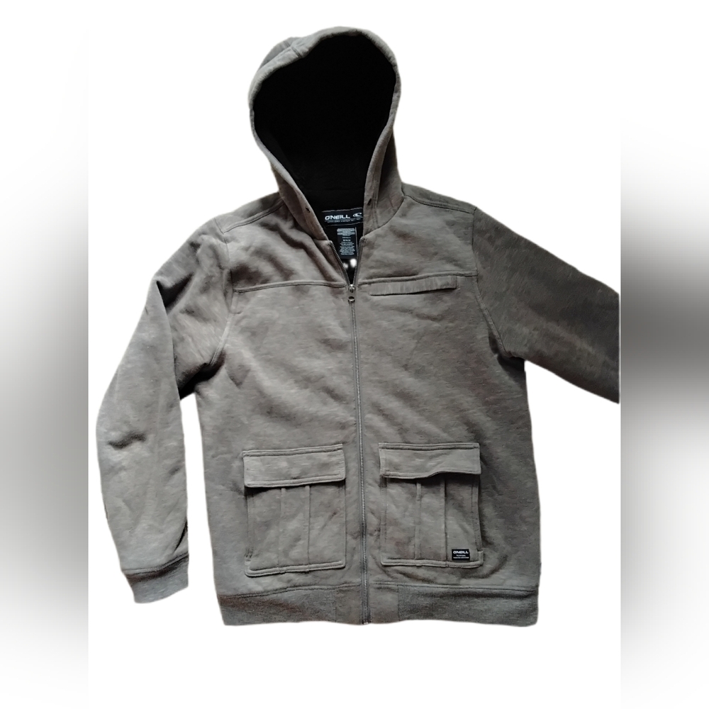 O'Neill‎ Men's Gray Hooded Sherpa Lined Full Zip Jacket Medium